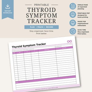 Suivi des symptômes de la thyroïde | Carnet de santé pour hypothyroïdie et hyperthyroïdie (téléchargement numérique)