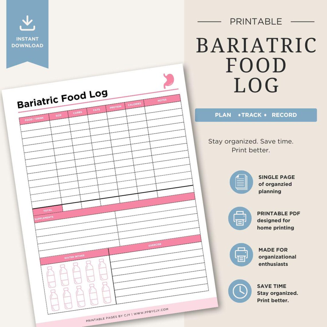 Bariatric Food Log | Post Surgery Nutrition Journal (digital Download ...