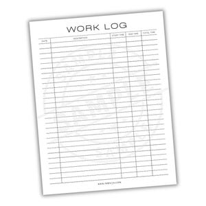 Project Hours Work Log Printable Template | Time Tracker | Digital Download | Task & Hours Management | Work Schedule Log | Instant Download