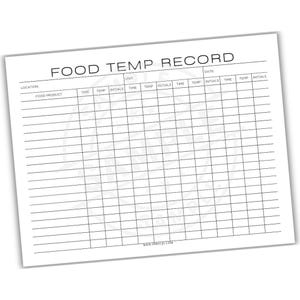Food Temperature Record Printable Template | Food Safety Log | Cooking & Storage Temperature Tracker | Restaurant Temperature Sheet