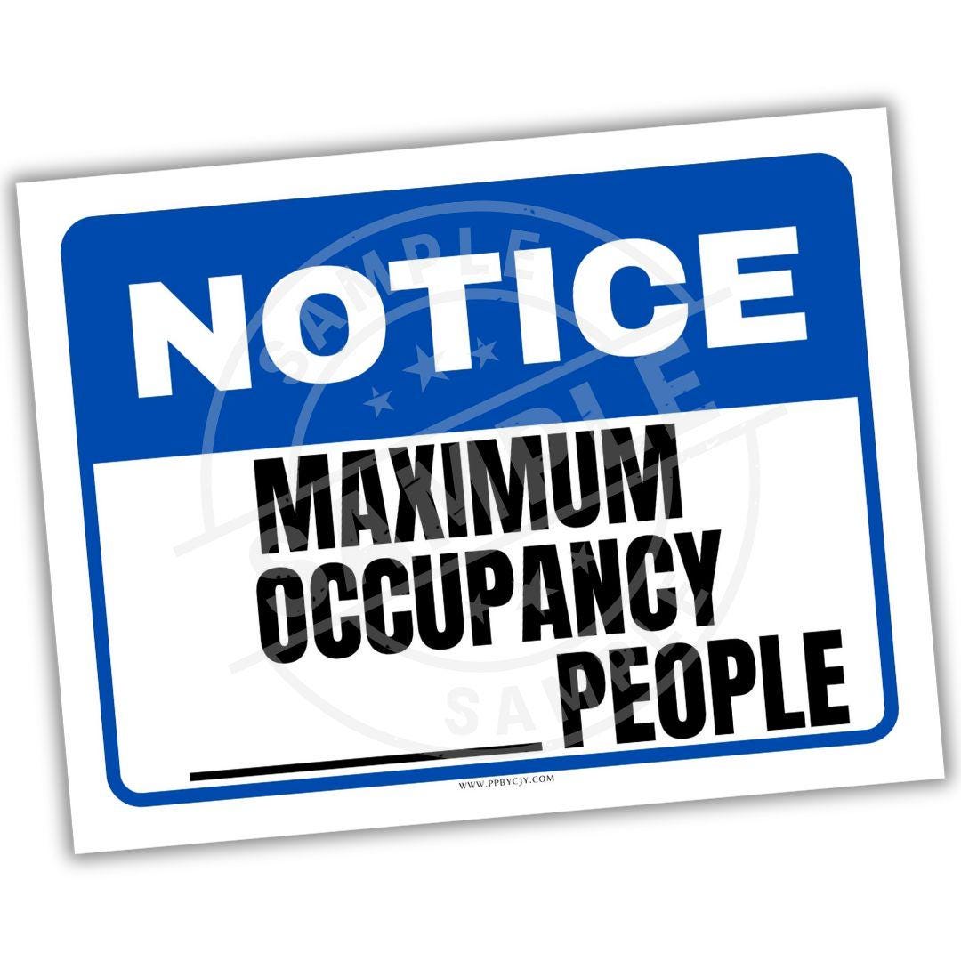 Notice Maximum Occupancy Sign Printable | Safety & Facility Poster PDF ...