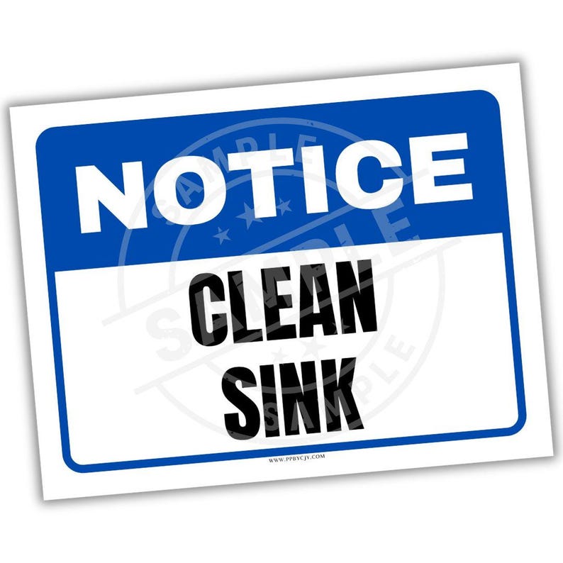 Notice Clean Sink Sign Printable | Safety & Hygiene Poster PDF ...