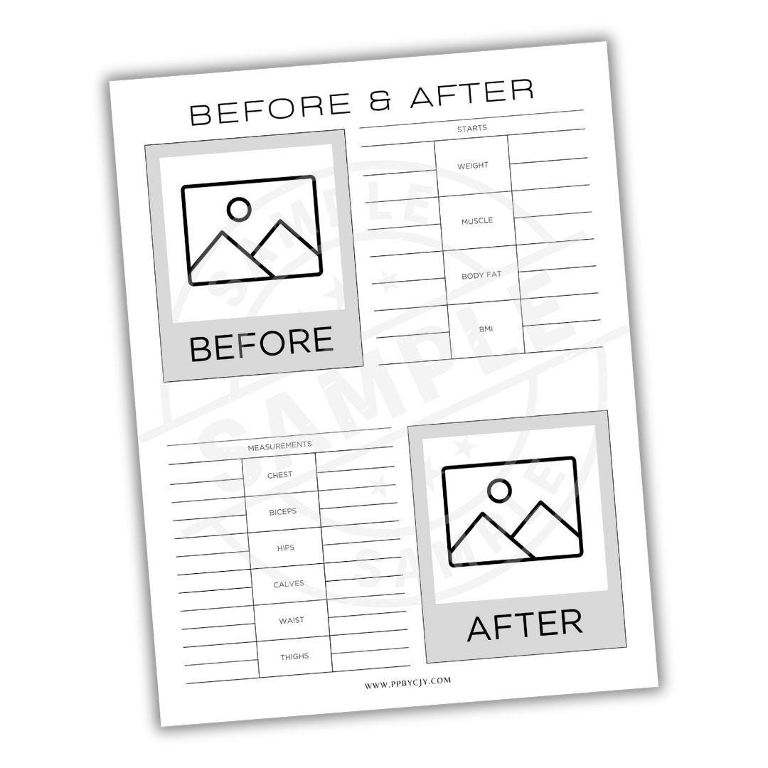 Before and After Body Tracker Printable | Fitness Progress Log | Weight ...