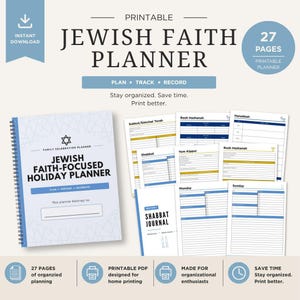 Jewish Holiday Planner | 27 Page Rosh Hashanah, Hanukkah & Passover Bundle (Digital Download)