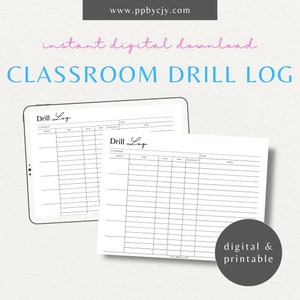 Classroom Drill Log Printable Template | Digital Download | Emergency Drill Tracker | School Safety Record | Drill Documentation