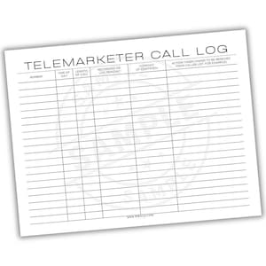 Telemarketer Call Log Printable Template | Track Telemarketing Calls, Dates, Times & Offers | Call Tracking Log PDF | Instant Download