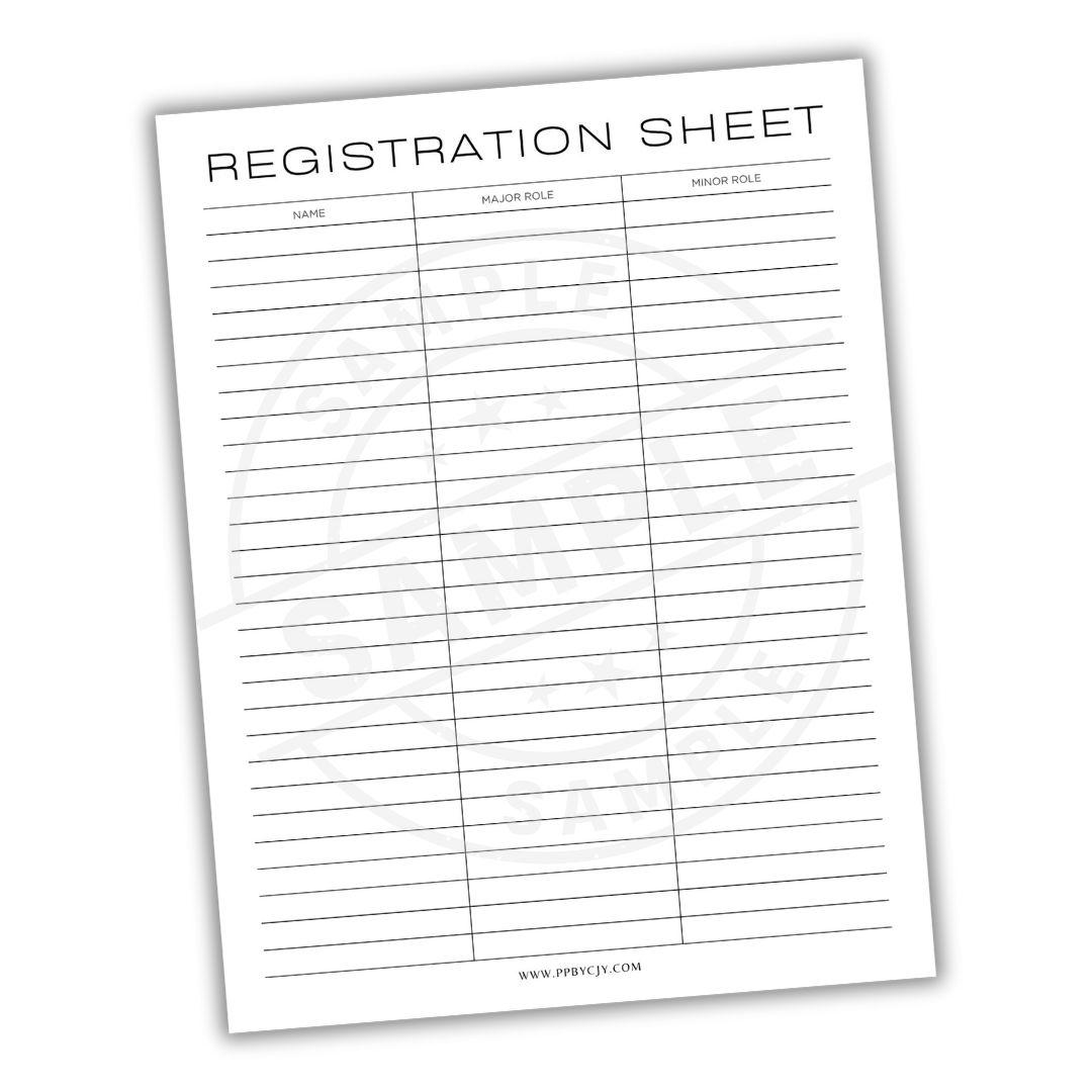 Audition Registration Sheet Printable PDF | Theater, Talent Show ...