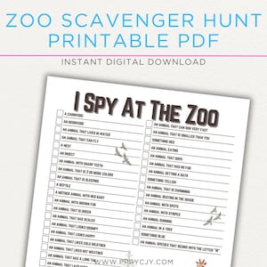 Zoo Adventure Scavenger Hunt for Kids | Printable Game | Instant Digital Download | Fun & Educational Activity for Zoo Trips