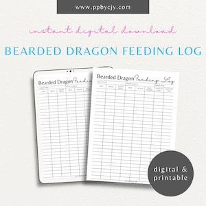 Afdrukbaar voedingsschema baardagaam | Dierenverzorgingslogboek | Directe digitale download | Planner voor reptielenverzorging | Tracker voor voeding en supplementen