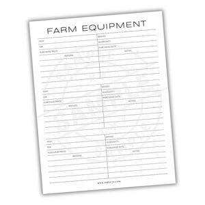 Farm Equipment Tracker | Landmaschinen Information Log | Traktor Wartung Datenhalter | Farm Tool Bestandsführung
