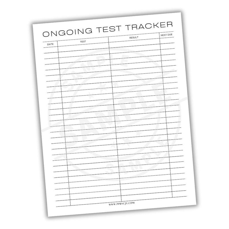 Ongoing Test Tracker Printable | Lab & Medical Test Log | Academic and ...