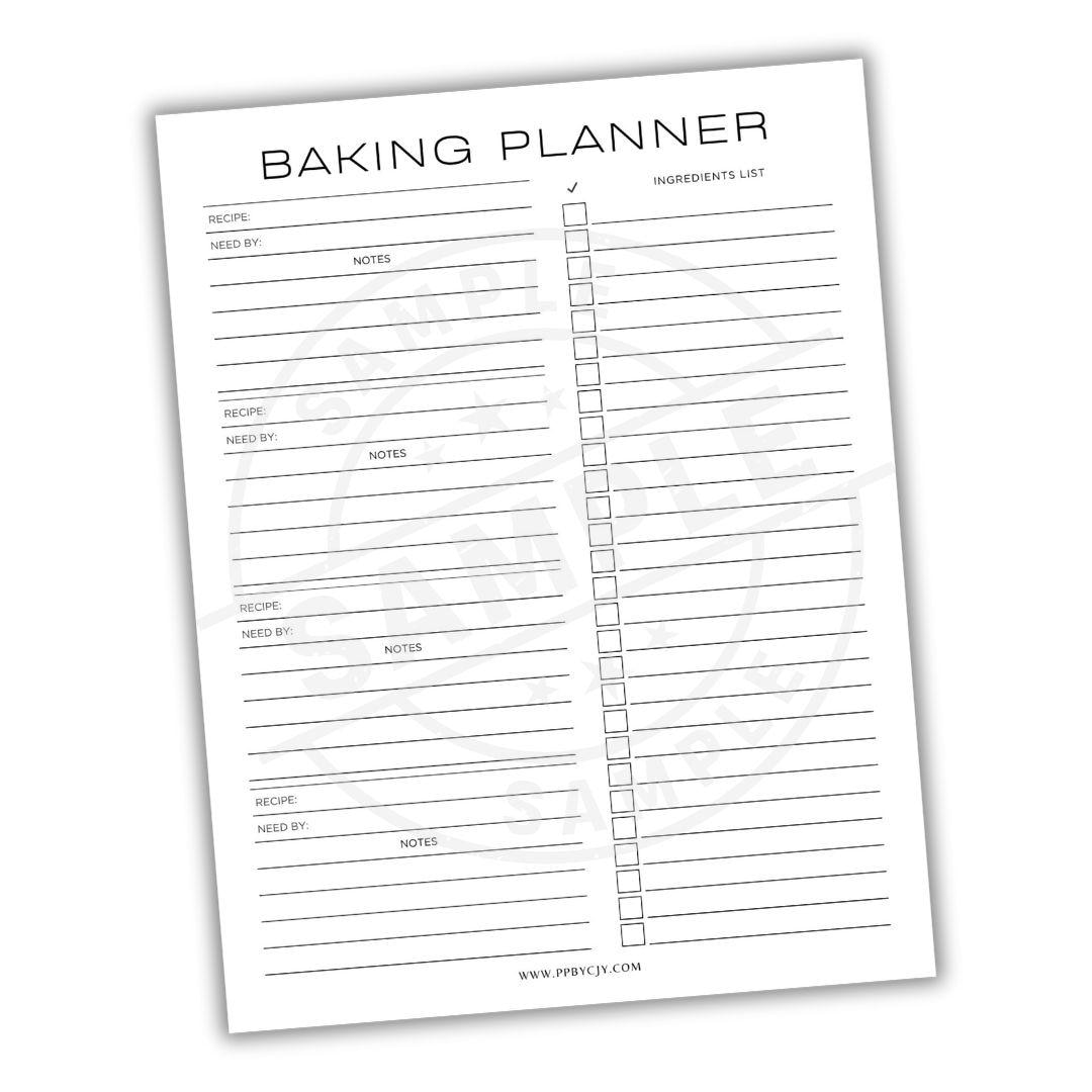 Baking Planner Printable Template | Digital Download | Recipe Organizer | Baking Schedule ...