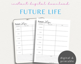 Future Life Yearly Goal Setting Planner Printable Template | Minimalist 2024 Goals Dream Life Project Planner | Daily Goal Journal Template