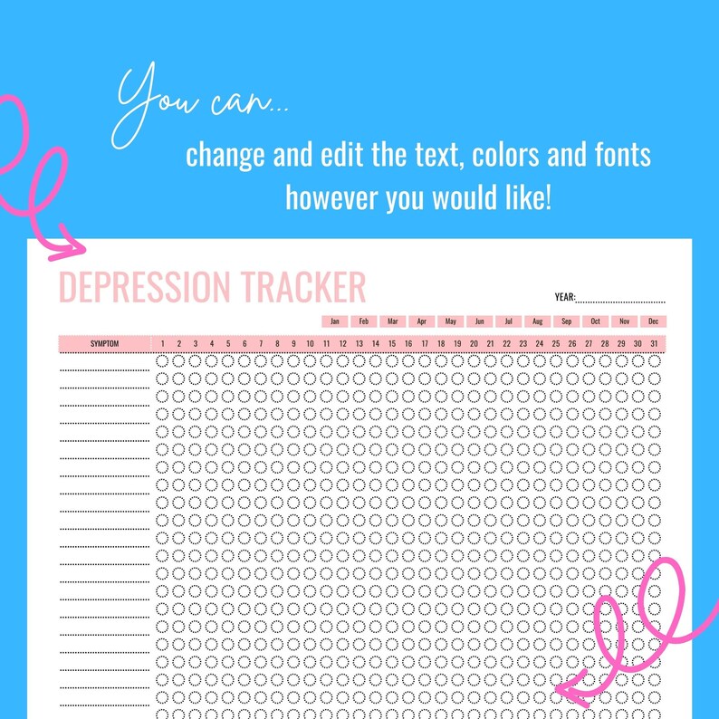 Depression Tracker Printable Template Mood Journal Emotion - Etsy