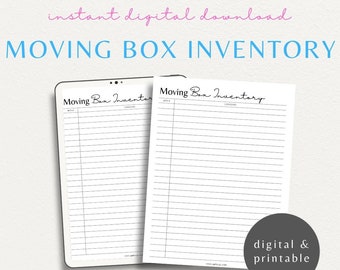 Moving Box Inventory List | Moving Box Contents | Moving Planner | Relocation Inventory | Moving Box Log | Home Inventory Tracker