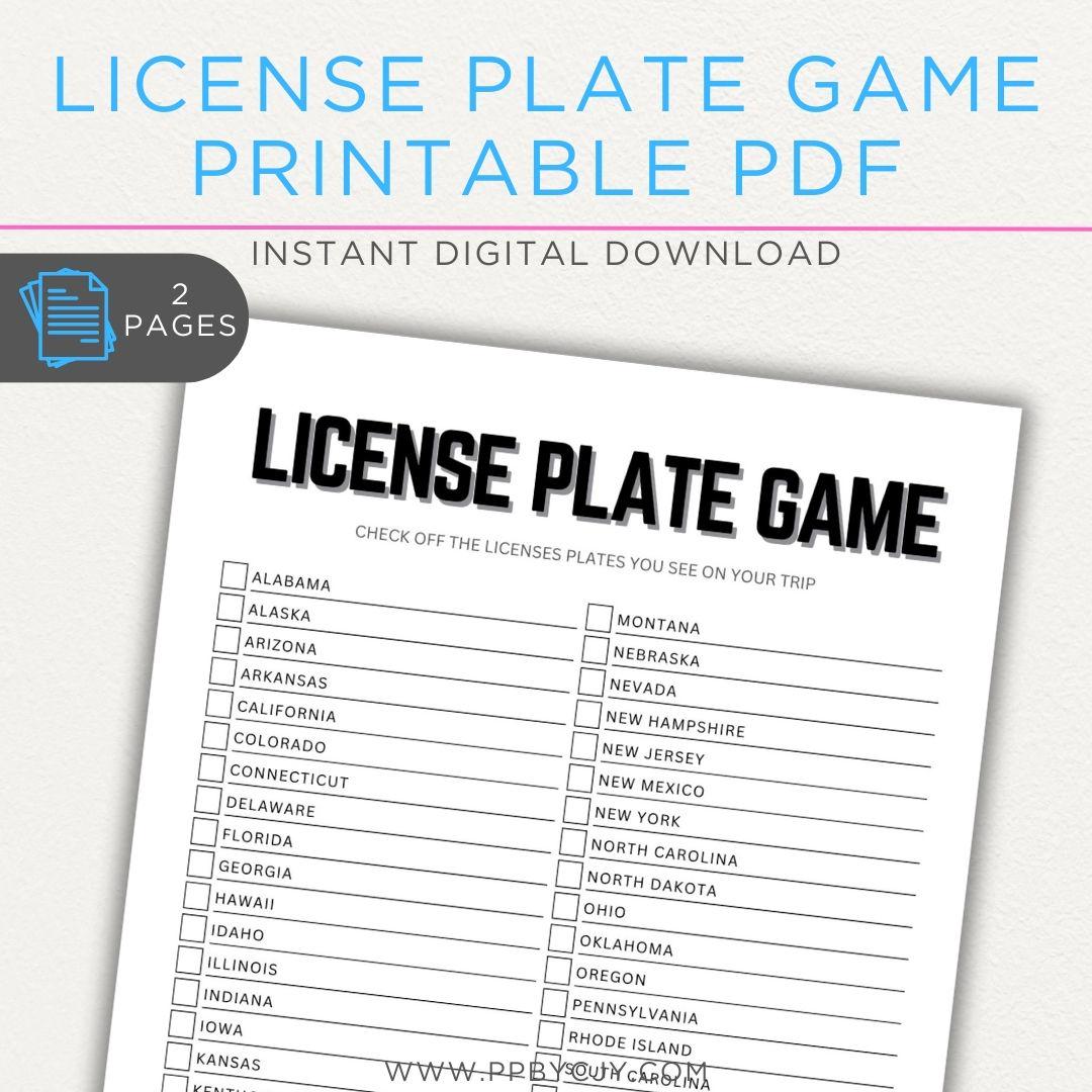 License Plate Game Printable Template Fun Road Trip Activity Car