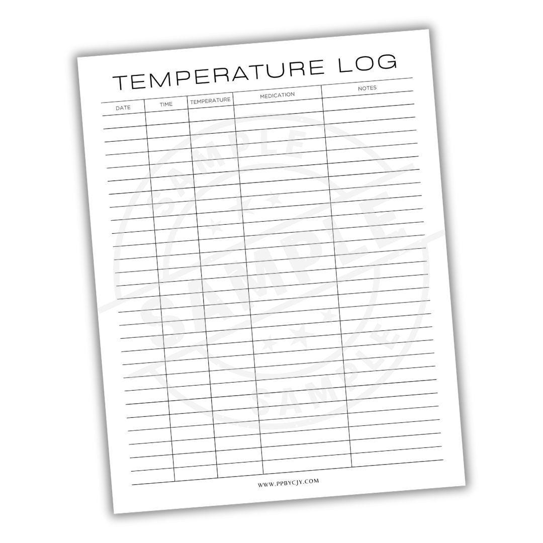 Fever Temperature Tracker | Medical Symptom Fever Chart