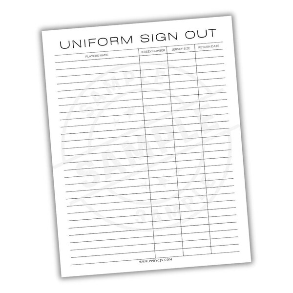 Uniform Sign Out Sheet Etsy