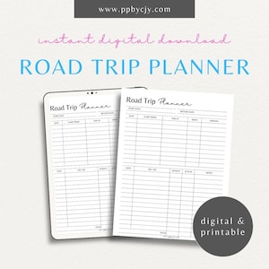 Road Trip Itinerary Travel Printable Template Family Ultimate Road Trip Printable PDF Minimalist Family Vacation Digital Planner image 1