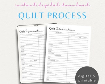 Quilt Info Planner | Quilt Project Planner | Quilt Design Plan | Quilting Planner | Quilting Process | Swatch Tracker | Quilting Journal