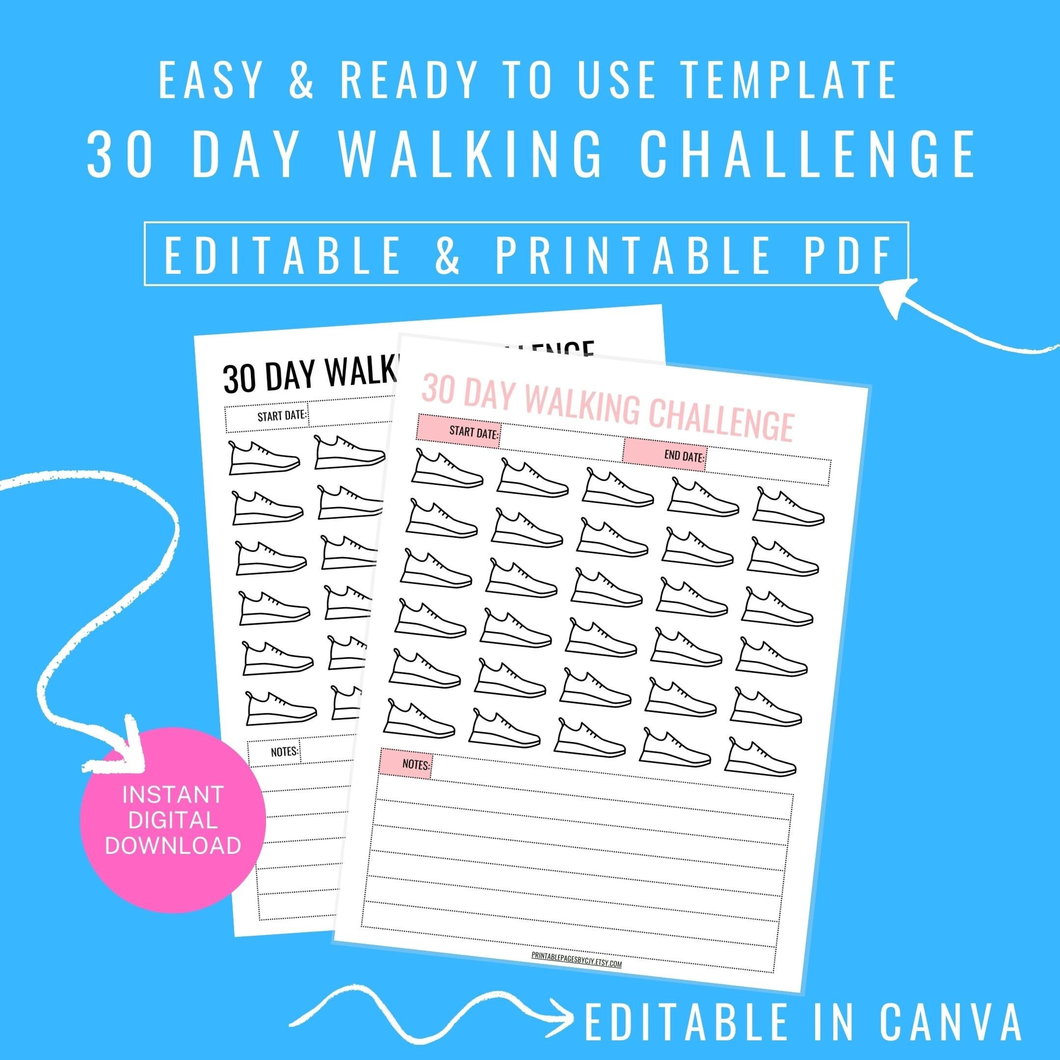 30 Day Walking Challenge Daily Workout Challenge Health - Etsy