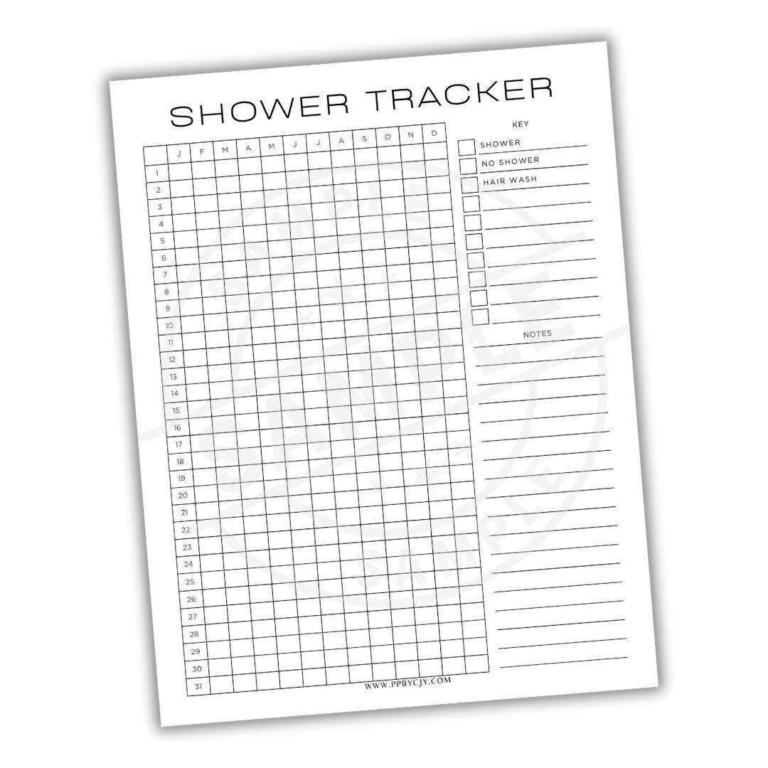 Shower Report Shower Tracker Printable PDF Template | Hygiene Habit Log | Track Kids ...