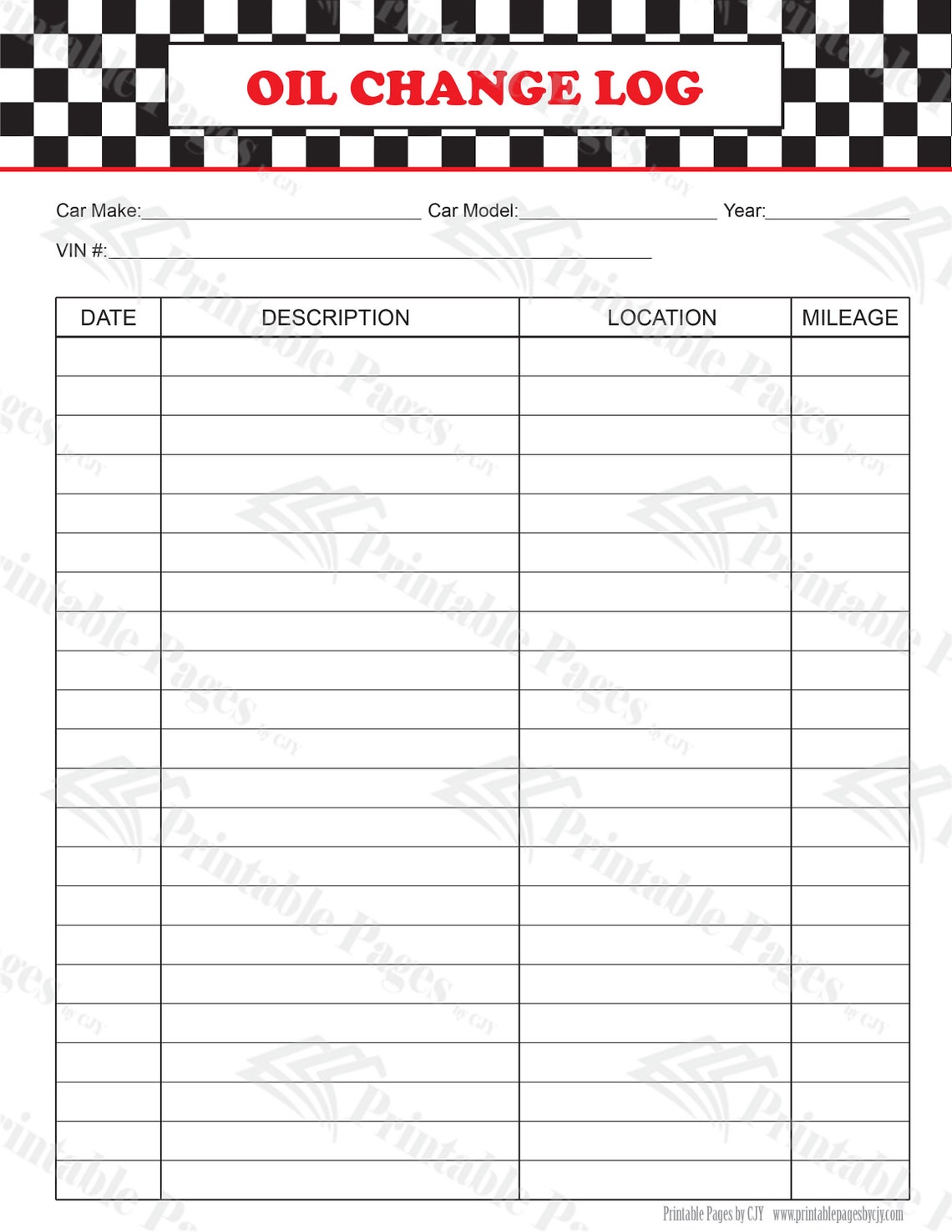 Automotive Tracker Mileage Log Oil Change Log Instant | Etsy