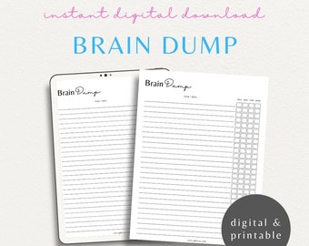Brain Dump Thought Organizer Printable Template | ADHD Brainstorming Productivity Planner | Minimalist Analysis Paralysis To Do List