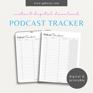 Podcast Episode Review Rating Tracker | Podcast Recommendation Log | Podcast Playlist Organizer Star Ratings | Podcast Listening Catalog