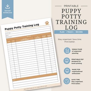 Puppy Potty Training Log | Pet Progress Tracker (Digital Download)