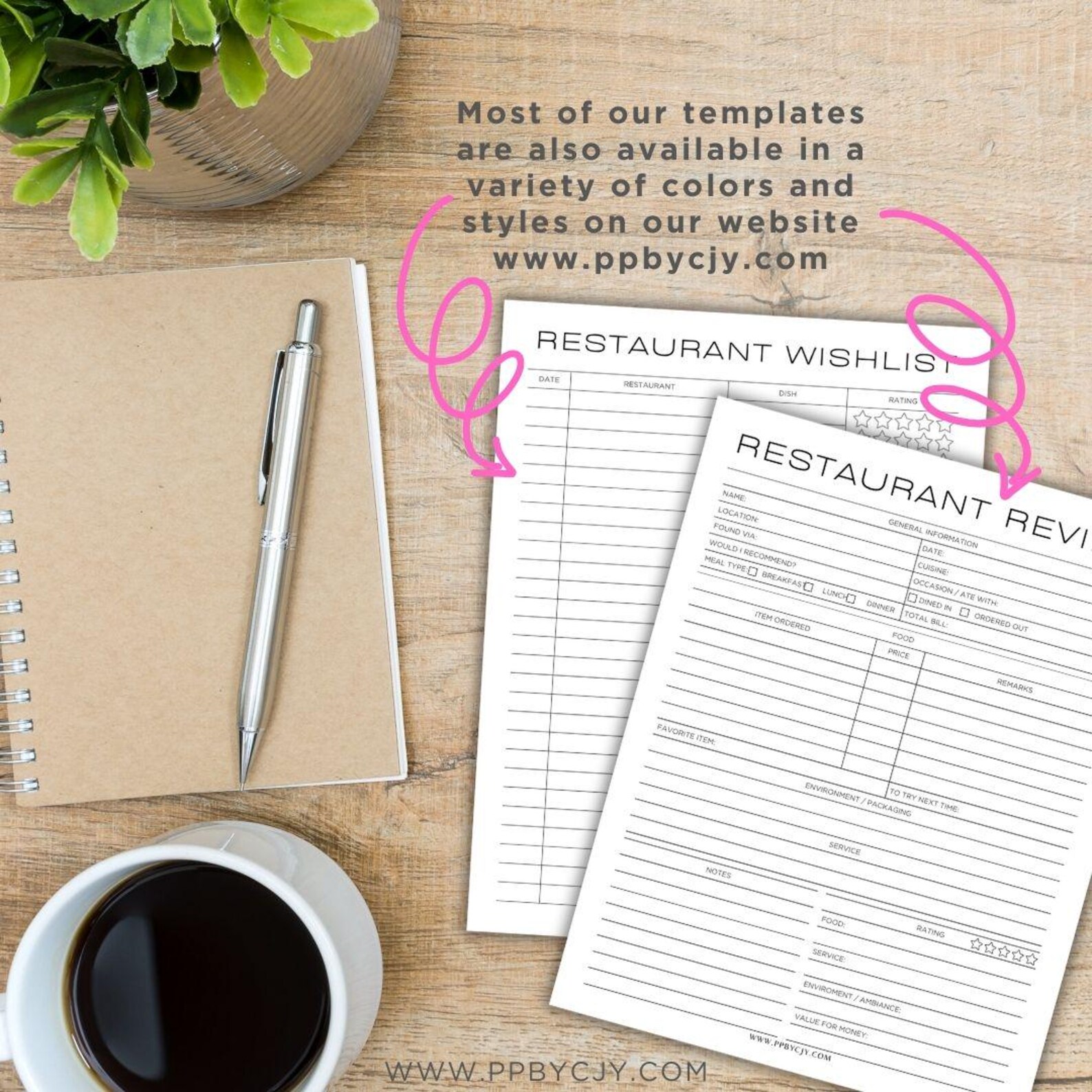 Restaurant Review Printable Template Digital Download Dining