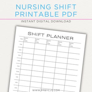 Schichtplaner | Druckbare Wochenübersicht für Krankenschwestern | Arbeitszeitplan & Freizeit Organizer | Krankenschwester-Planer
