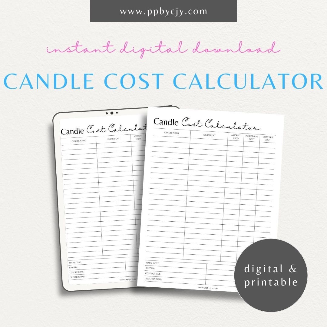 Candle Making Cost Calculator Candle Pricing Tool Handmade Candle