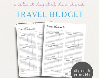 Travel Budget Planner Printable Template | Holiday Trip Spending Budget Expense Digital Planner | Minimalist Family Weekend Vacation Budget