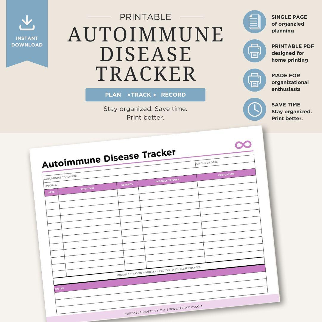 Autoimmune Disease Symptom Tracker | Health Log Template (digital ...