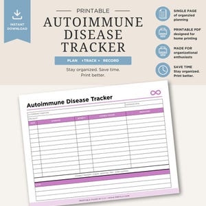 Autoimmune Disease Symptom Tracker | Health Log Template (Digital Download)