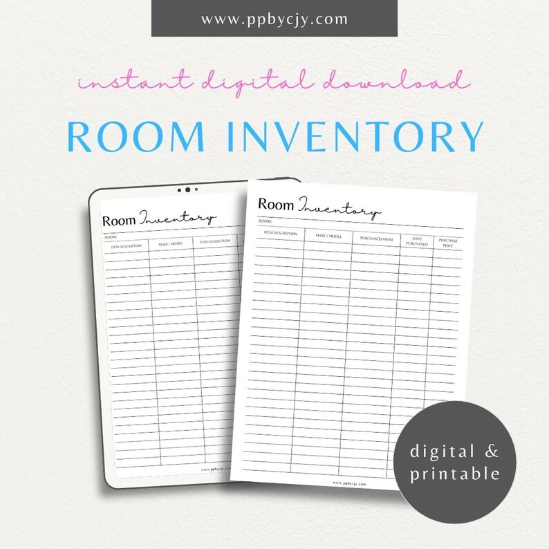 Room Home Inventory List | Property Asset Catalog Management Sheet ...
