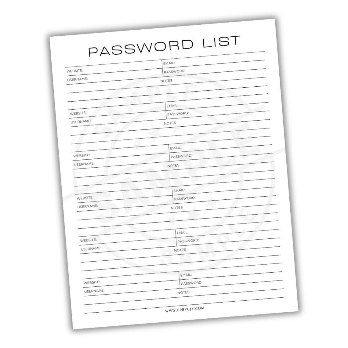 Online Password Tracker Printable | Secure Login Organizer | Website ...