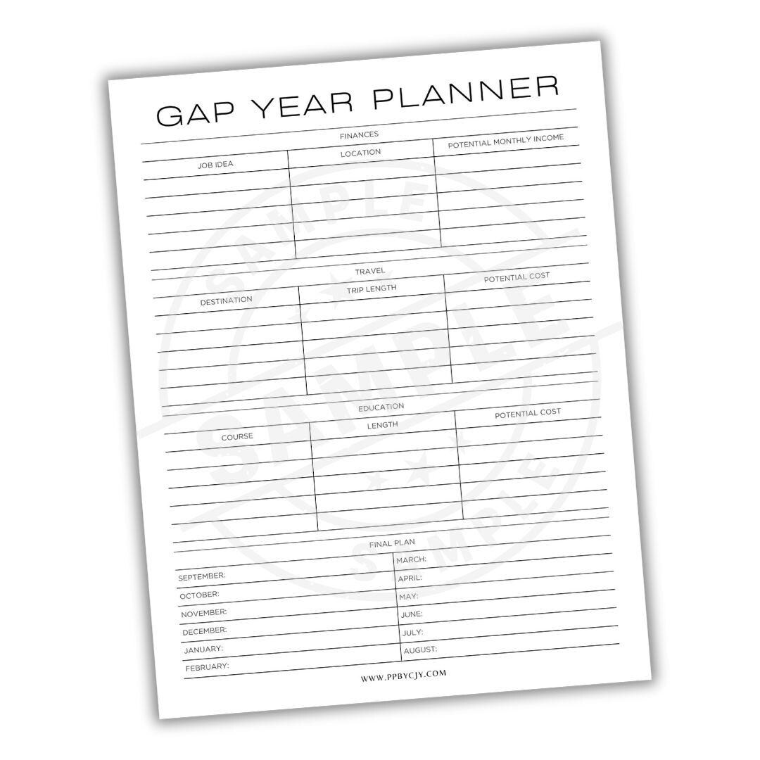 Gap Year Planner Printable Template | Instant Digital Download | Travel ...