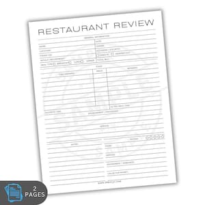 Restaurant Review Printable Template | Digital Download Dining Experience Journal | Food Review Rating & Wishlist | Restaurant Feedback Form