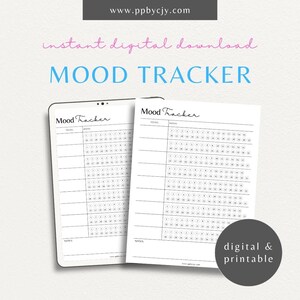 Mood Emotion Tracker | Mental Health Symptom Monitoring Log | Daily Emotional Wellness Mood Chart | Mindfulness Self Care Planner
