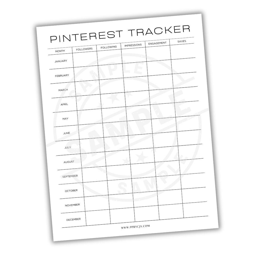 Pinterest Analytics Tracker Printable PDF | Track Pin Impressions ...