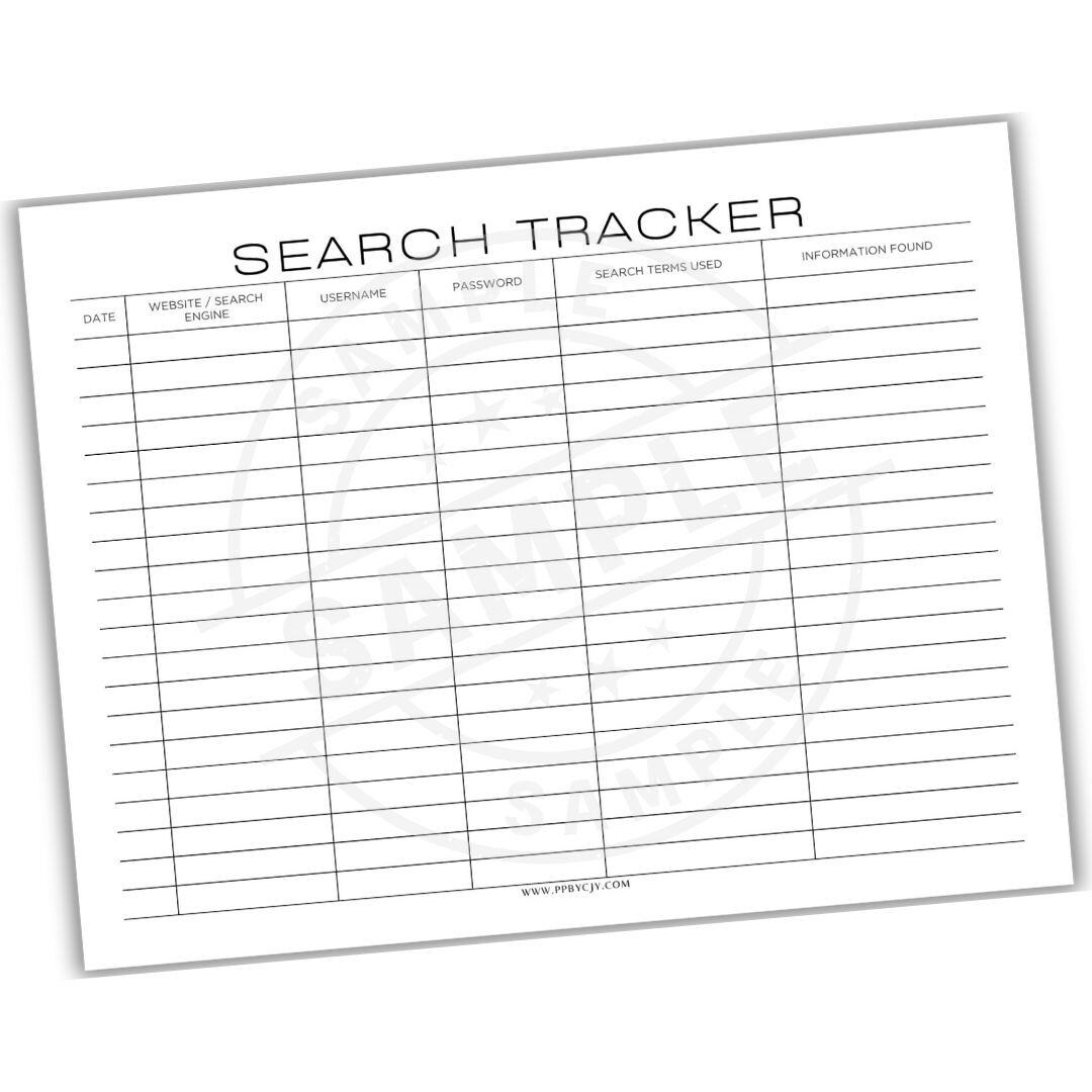 Online Search Tracker Printable | Web Research Log | Study and Keyword ...