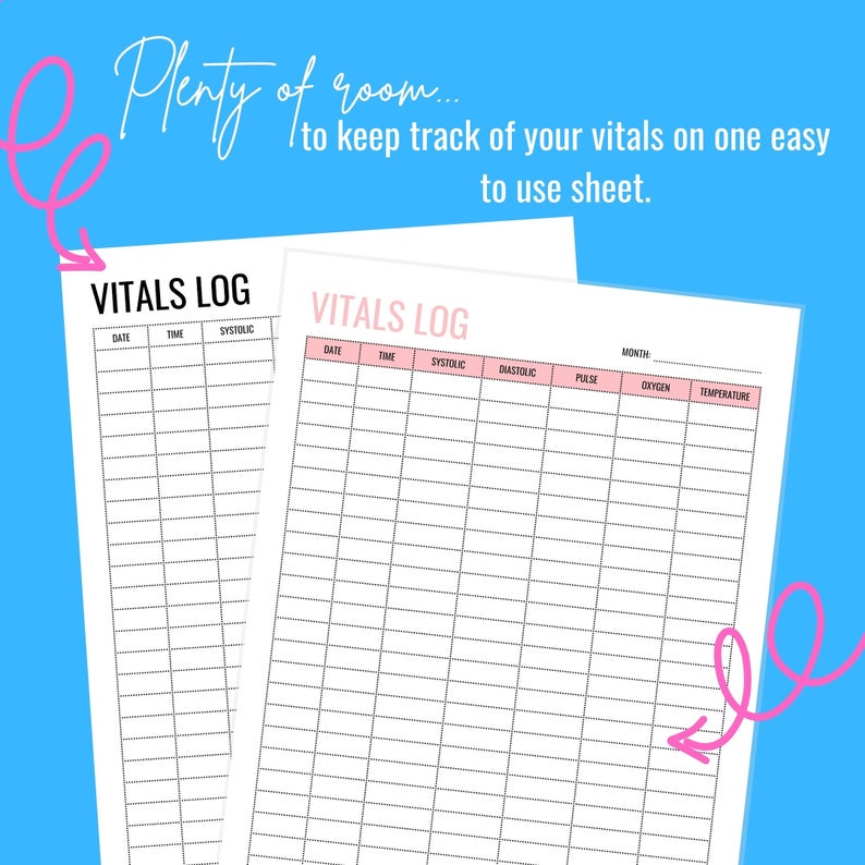 Vital Sign Sheet Printable Vitals Tracker Nursing Vitals - Etsy