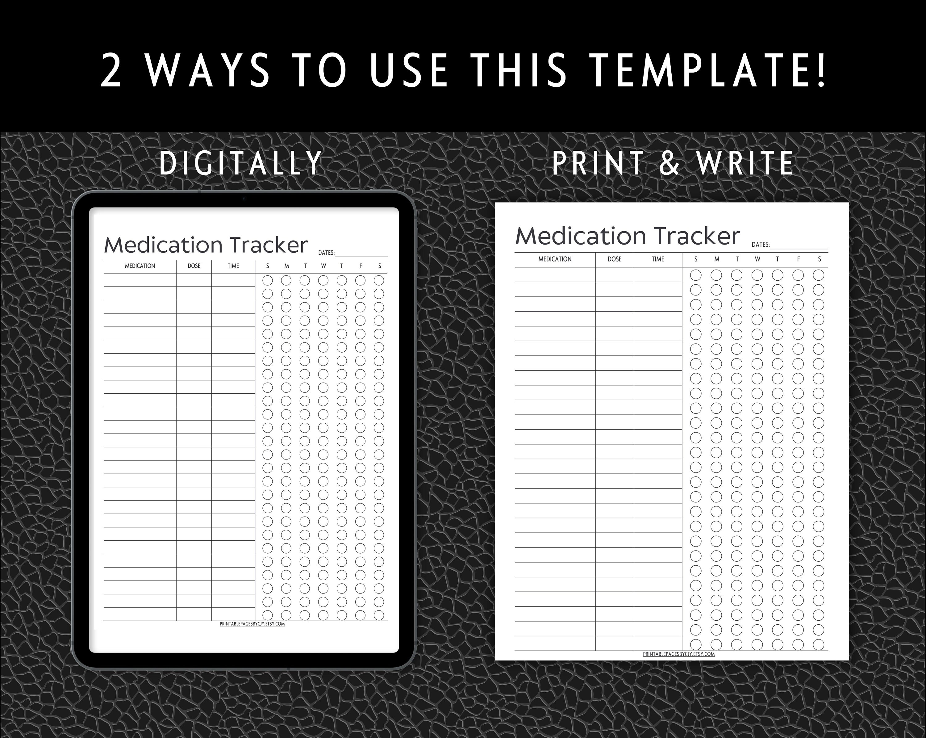Medication Tracker Daily Medication Log Weekly Medication Etsy