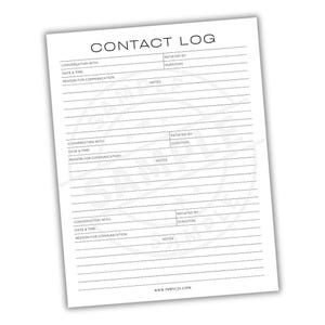 Contact Log Printable | Client Communication Tracker | Business ...