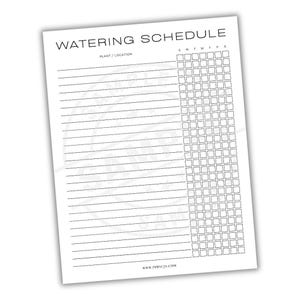 Plant Care Watering Schedule | Plant Maintenance Watering Chart | Garden Watering Routine Log | Plant Hydration Checklist