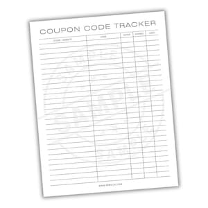 Coupon Code Organizer | Discount Code Savings Tracker | Business Promo Code Voucher Log | Shopping Discount Management Sheet