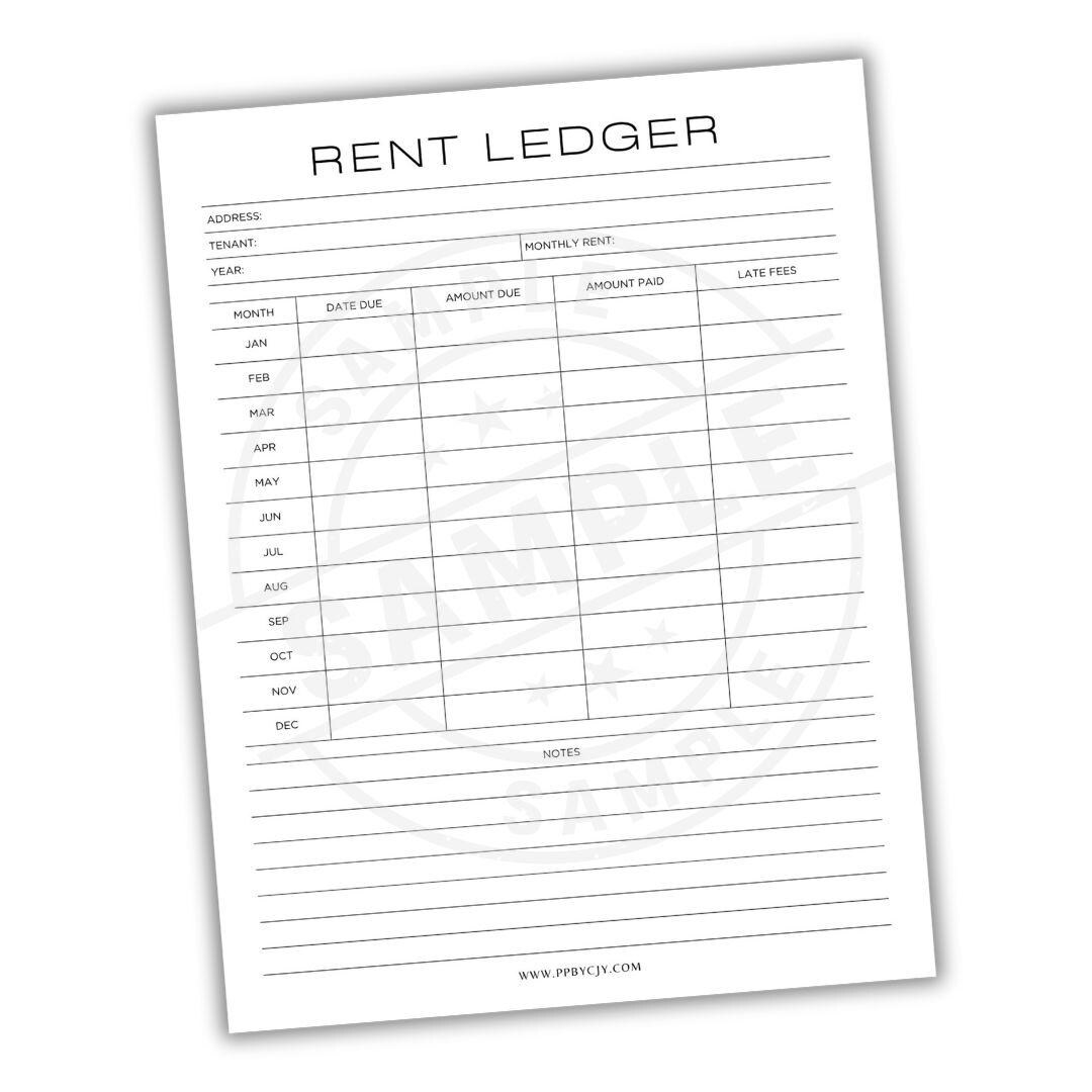 Landlord Rent Payment Ledger | Property Management Rental Income Record ...
