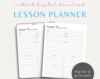 Lesson Planner Template | Lesson Plan Printable | Homeschool Teacher Planner | Academic Schedule | Minimalist Lesson Plan Book